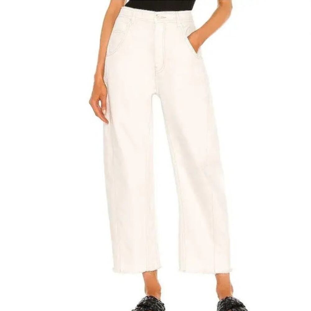 Free People We The Free Extreme Barrel Jeans Cream Off White Wide Leg Cotton